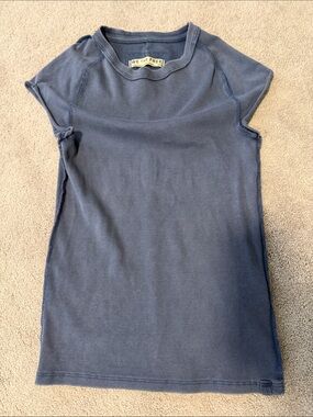 We The Free Slate Blue Ribbed Cap-Sleeve Tee